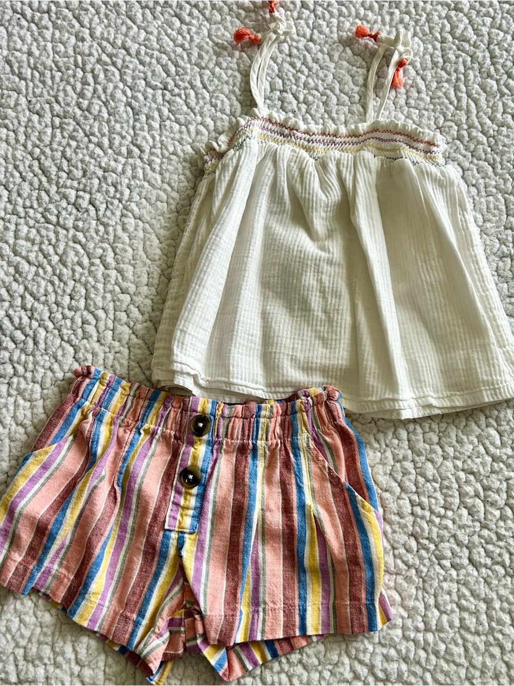 OshKosh B’gosh Girls 2-Piece Summer Outfit Size 3T Striped Shorts & Tassel Tank